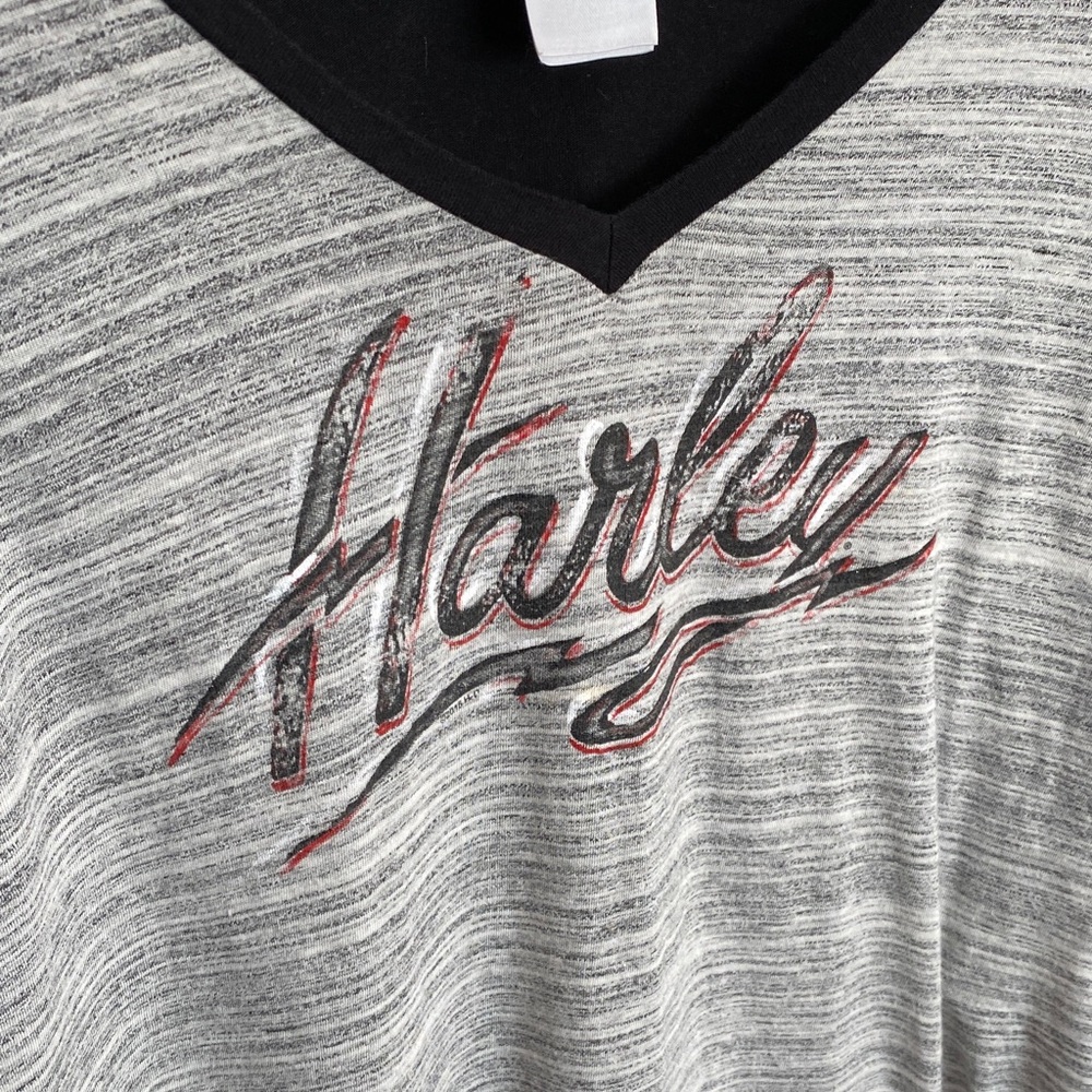Harley-Davidson Ladies V-Neck Black Graphic 1XTee 3/4 Sleeve BatonRouge Back Hit